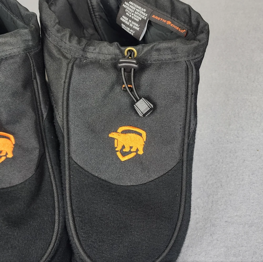 Arctic Shield Black Boot Liners Large 10-11 Orange Detail Zip Up Back